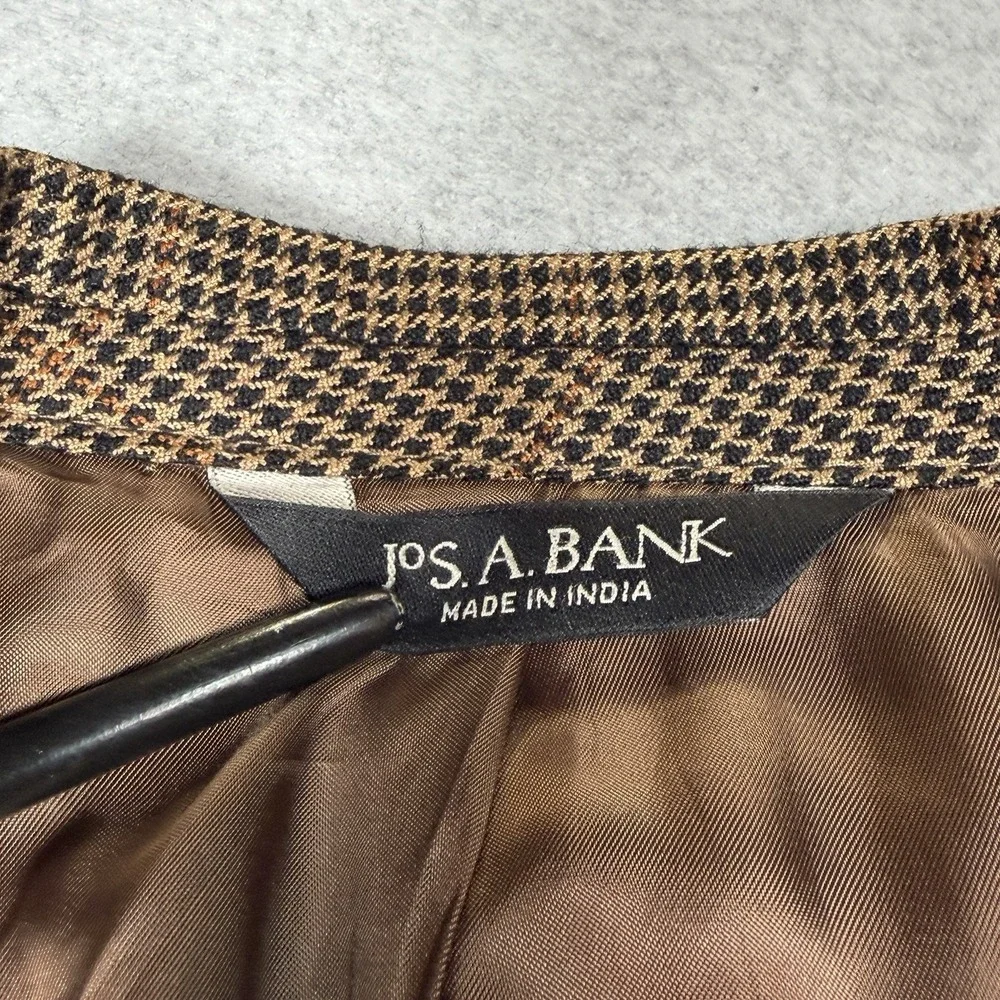 Jos A Bank Signature Sport Coat Mens 44 R Houndstooth Windowpane Silk Camel Hair